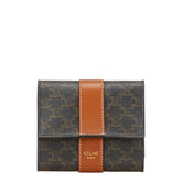 セリーヌ トリオンフ 三つ折り財布 ブラック ブラウン PVC レザー レディース CELINE 【中古】