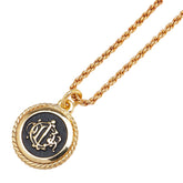 ディオール ロゴ ネックレス ゴールド ブラック メッキ レディース Dior 【中古】