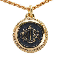 ディオール ロゴ ネックレス ゴールド ブラック メッキ レディース Dior 【中古】