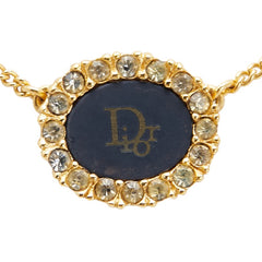 ディオール ロゴ ラインストーン ネックレス ゴールド ブラック メッキ レディース Dior 【中古】