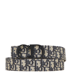 ディオール トロッター ベルト ネイビー ブラック キャンバス レザー レディース Dior 【中古】