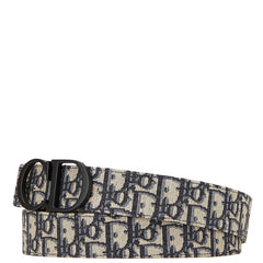 ディオール トロッター ベルト ネイビー ブラック キャンバス レザー レディース Dior 【中古】