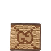 グッチ ジャンボGG 二つ折り財布 699308 ブラウン キャンバス レザー レディース GUCCI 【中古】