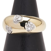 K18YG イエローゴールド Pt900 プラチナ コンビ ダイヤ0.10ct ドッツリング ハート ピンキーリング レディース 4.5号 【中古】