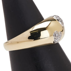 K18YG イエローゴールド Pt900 プラチナ コンビ ダイヤ0.10ct ドッツリング ハート ピンキーリング レディース 4.5号 【中古】
