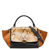 セリーヌ トラペーズ パイソン ショルダーバッグ ハンドバッグ 2WAY ブラック ブラウン レザー レディース CELINE 【中古】