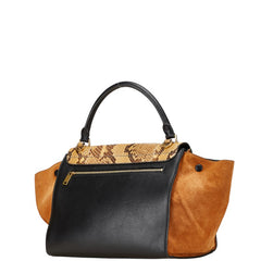 セリーヌ トラペーズ パイソン ショルダーバッグ ハンドバッグ 2WAY ブラック ブラウン レザー レディース CELINE 【中古】