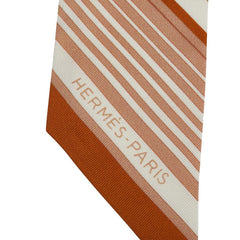 エルメス ツイリー Ex Libris エクスリブリス スカーフ ブラウン ホワイト シルク レディース HERMES 【中古】