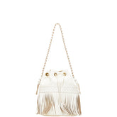 ジェイアンドエムデヴィッドソン カーニバルL フリンジ ワンショルダーバッグ ハンドバッグ ホワイト レザー レディース J&M Davidson 【中古】