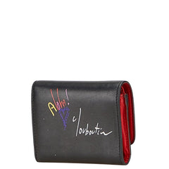 クリスチャンルブタン スクリプト ミニ ルビガガ 三つ折り財布 ブラック レッド レザー レディース Christian Louboutin 【中古】
