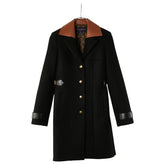 ルイ ヴィトン トラペーズコート サイズ:34 ブラック ブラウン ウール レザー レディース LOUIS VUITTON 【中古】