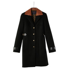 ルイ ヴィトン トラペーズコート サイズ:34 ブラック ブラウン ウール レザー レディース LOUIS VUITTON 【中古】