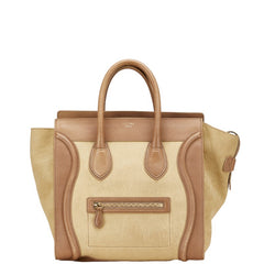 セリーヌ ラゲージ ミニショッパー ハンドバッグ ベージュ ブラウン レザー レディース CELINE 【中古】