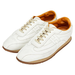 エルメス クイック スニーカー サイズ:44 ホワイト ブラウン レザー メンズ HERMES 【中古】