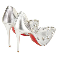 クリスチャンルブタン ビジュー ピンヒール サイズ:35 シルバー クリア レザー レディース Christian Louboutin 【中古】