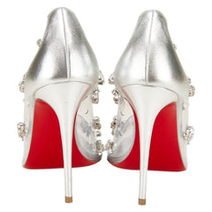 クリスチャンルブタン ビジュー ピンヒール サイズ:35 シルバー クリア レザー レディース Christian Louboutin 【中古】