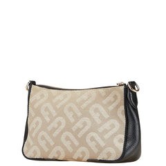 フルラ ショルダーバッグ グレージュ ブラック キャンバス レザー レディース Furla 【中古】