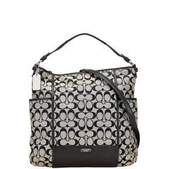 コーチ シグネチャー トートバッグ ショルダーバッグ 2WAY ブラック キャンバス レザー レディース COACH 【中古】