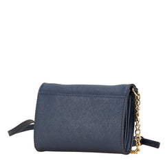 マイケルコース MKロゴ チェーン ショルダーバッグ ネイビー ゴールド レザー レディース Michael Kors 【中古】