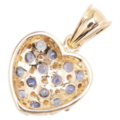 K18YG イエローゴールド サファイア1.25ct ダイヤ0.14ct ハート モチーフ ペンダントトップ レディース 【中古】