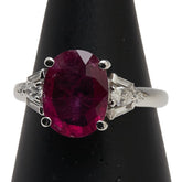 Pt900 プラチナ ルビー3.31ct ダイヤ0.32ct リング 指輪 レディース 14号 【中古】