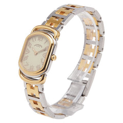 エルメス ラリー 腕時計 クオーツ ベージュ文字盤 ステンレススチール メッキ レディース HERMES 【中古】