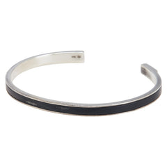 グッチ バングル ブレスレット サイズ:19 シルバー ブラック SV925 シルバー レザー レディース GUCCI 【中古】