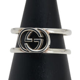 グッチ インターロッキングG ワイドオープンバンド リング 指輪 #22 SV925 シルバー メンズ GUCCI 【中古】
