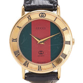 グッチ シェリーライン文字盤 ベルト(社外品) 腕時計 3001L クオーツ マルチカラー文字盤 ステンレススチール レザー レディース GUCCI 【中古】