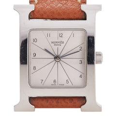 エルメス Hウォッチ 腕時計 HH1.210 クオーツ シルバー文字盤 ステンレススチール レザー レディース HERMES 【中古】