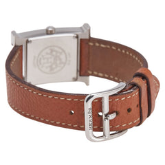 エルメス Hウォッチ 腕時計 HH1.210 クオーツ シルバー文字盤 ステンレススチール レザー レディース HERMES 【中古】