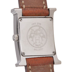 エルメス Hウォッチ 腕時計 HH1.210 クオーツ シルバー文字盤 ステンレススチール レザー レディース HERMES 【中古】