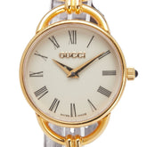 グッチ 腕時計 6000.2.L クオーツ ベージュ文字盤 ステンレススチール レザー レディース GUCCI 【中古】