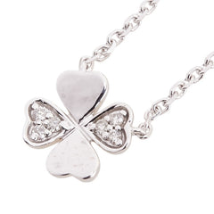 フォリフォリ K10WG ホワイトゴールド ダイヤ0.03 四つ葉 クローバー モチーフ ネックレス レディース Folli Follie 【中古】