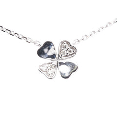 フォリフォリ K10WG ホワイトゴールド ダイヤ0.03 四つ葉 クローバー モチーフ ネックレス レディース Folli Follie 【中古】