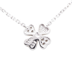 フォリフォリ K10WG ホワイトゴールド ダイヤ0.03 四つ葉 クローバー モチーフ ネックレス レディース Folli Follie 【中古】