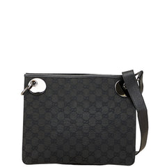 グッチ GGキャンバス ショルダーバッグ 120841 ブラック キャンバス レザー レディース GUCCI 【中古】