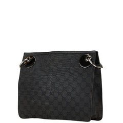 グッチ GGキャンバス ショルダーバッグ 120841 ブラック キャンバス レザー レディース GUCCI 【中古】