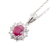 Pt900 プラチナ Pt850 プラチナ ルビー1.30ct ダイヤ0.48ct ネックレス レディース 【中古】