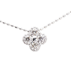 Pt900 プラチナ Pt850 プラチナ ダイヤ0.35ct 花 フラワー モチーフ ネックレス レディース 【中古】