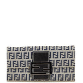 フェンディ ズッカ 長財布 グレー ネイビー キャンバス レザー レディース FENDI 【中古】