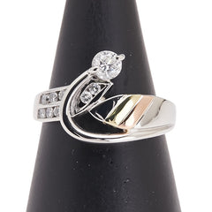 Pt900 プラチナ K18YG イエローゴールド K18PG ピンクゴールド/コンビ ダイヤ0.50ct リング 指輪 レディース 16号 【中古】