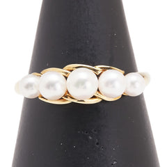 K18YG イエローゴールド アコヤパール3.4~5.5mm リング 指輪 レディース 12.5号 【中古】