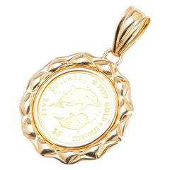 K24 ゴールド K18YG イエローゴールド 20OZ エリザベス2世 クック諸島ドルフィン5ドル金貨 ペンダントトップ レディース 【中古】