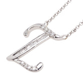 K18WG ホワイトゴールド ダイヤ Z アルファベット イニシャル ネックレス レディース 【中古】