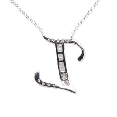 K18WG ホワイトゴールド ダイヤ Z アルファベット イニシャル ネックレス レディース 【中古】