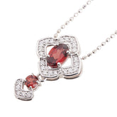 K18WG ホワイトゴールド ガーネット0.68ct ダイヤ0.12ct ネックレス レディース 【中古】