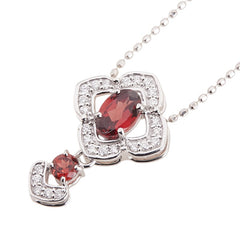 K18WG ホワイトゴールド ガーネット0.68ct ダイヤ0.12ct ネックレス レディース 【中古】