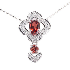 K18WG ホワイトゴールド ガーネット0.68ct ダイヤ0.12ct ネックレス レディース 【中古】