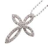 K18WG ホワイトゴールド ダイヤ0.30ct クロス 十字架 モチーフ ネックレス レディース 【中古】